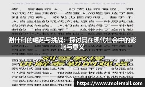 谢什科的崛起与挑战：探讨其在现代社会中的影响与意义